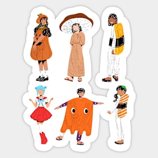 Six different Cute Girls Sticker